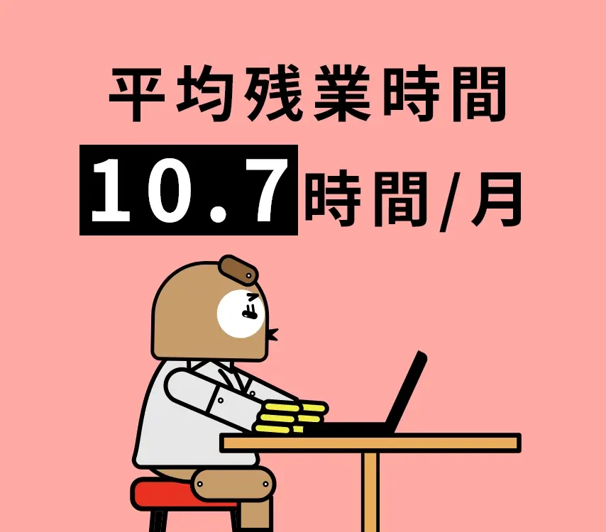 平均残業時間 10.7時間/月